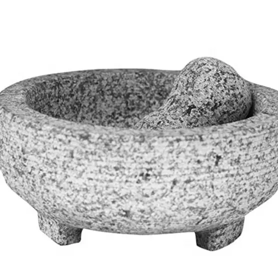 Mort et pailles en granit molcajte, grand format, 1 pièce