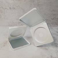 Marque Beauté Emballage En Plastique Compact En Métal Or Rose Carré Poudre Cas Rectangle Blanc Vide Blush Boîte avec Miroir Plateau Rond