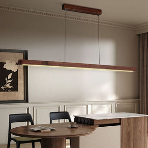 Lampes suspendues en <span class=keywords><strong>bois</strong></span> de salle à manger minimalistes LED modernes Long salon Bar plafond bureau pendentif linéaire LED Batten Light 120cm - Product Image 2