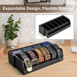 Màu đen 10 ngăn vành đai & <span class=keywords><strong>Tie</strong></span> lưu trữ vành đai tre tổ chức hộp - Product Image 2