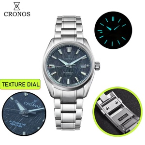 Reloj Cronos GS Nuevo L6037M de 39 mm con Textura para Hombre, Movimiento Automático PT5000, Mecánico, Resistente al Agua 100 m, Lujoso, Luminoso BGW9 - Product Image 1