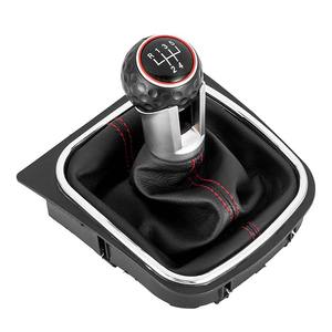 Couvre-poignée de levier de vitesses Volkswagen en cuir noir avec surpiqûres rouges, 5 ou 6 vitesses, transmission manuelle, style classique - Product Image 5