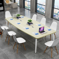 Mesa de Reuniones Rectangular Moderna de Madera, Escritorio de Conferencia Estable para Oficina y Espacio de Trabajo Empresarial