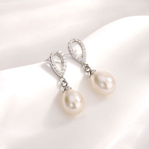 Kammy 7-7.5mm à la mode boucle d'oreille femmes minimaliste bijoux 925 argent filles boucles d'oreilles véritable perle Zircon boucles d'oreilles de mariage Oem - Product Image 3