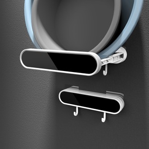 Étagère de salle de bain pliable murale avec ventouse, aucun perçage requis, support de rangement pour crochets de lavabo - Product Image 2