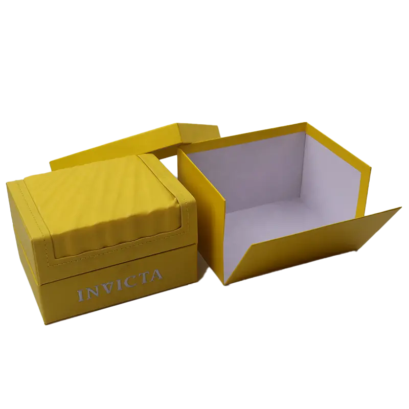 Customizzare il nuovo design singolo giallo pelle Pu cassa della scatola di immagazzinaggio dell'orologio con forma speciale cuscino all'interno