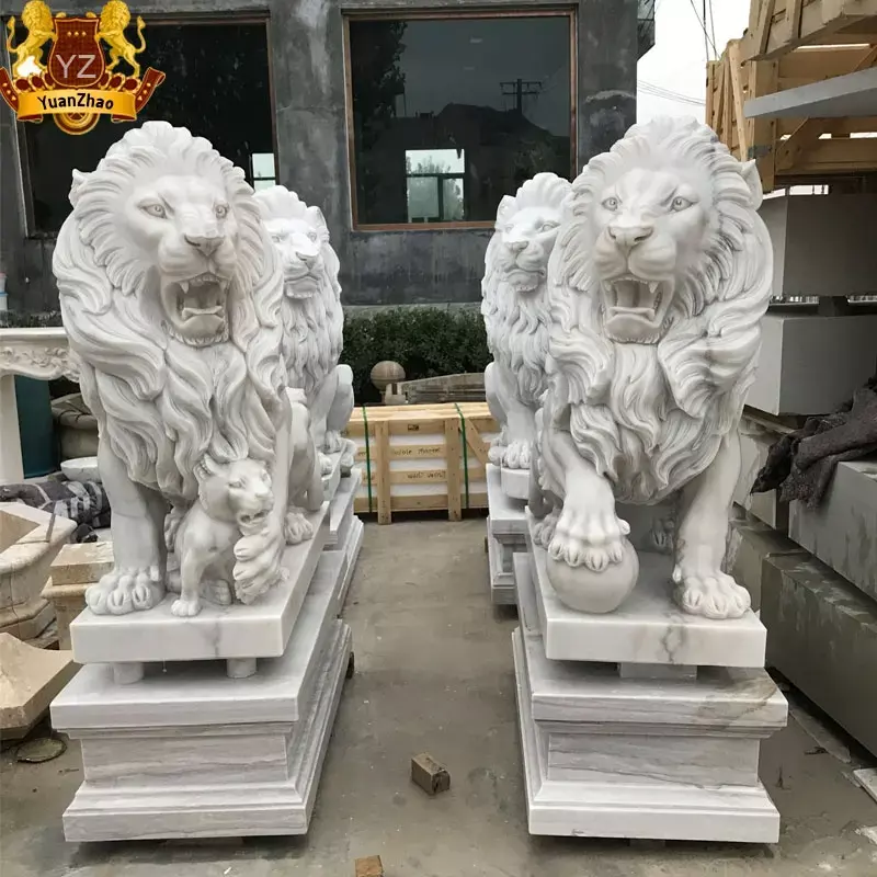 Decorazione del giardino all'aperto sculture e sculture in pietra di leone cinese marmo di granito leoni Guardian cinesi in vendita