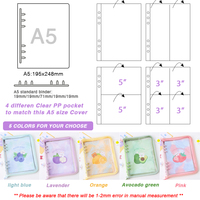 A5/A7/A8 Paillettes PVC Classeur à Feuilles Mobiles Planificateur 6 Anneaux et Mini 3 Anneaux Couverture de Carnet en Plastique avec Bords en Tissu Album Photo