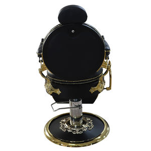 Chaise de barbier hydraulique en cuir de qualité professionnelle, style antique doré, personnalisable pour salon de coiffure - Product Image 6