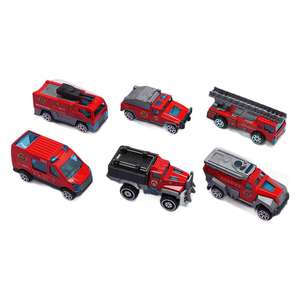Ensemble de course de modèles de véhicules de chantier et de pompiers en métal coulissant, très vendu à l'international, échelle 1:64, pour enfants de 4 à 6 ans, avec boîte de présentation - Product Image 6