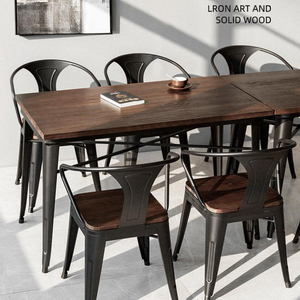 Juego de Mesa y Sillas de Comedor de Madera Maciza Moderna para Cafetería, Restaurante, Bar, Hotel, Jardín, Taberna Vintage - Product Image 4