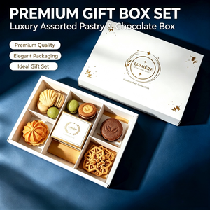 Caja de Postres de 4 Compartimentos, Negra de Lujo, para Pastel, Chocolate, Galletas y Productos de Panadería, Caja de Presentación para Pastelería - Product Image 1