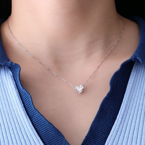 IGI liontin berlian hati 0.80-2,5 ct bersertifikasi kalung Lab berlian tumbuh liontin berlian 10k rantai emas berbentuk hati liontin soliter berlian - Product Image 3