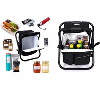 Sac isotherme moderne grande capacité en tissu Oxford avec tabouret pliant intégré pour mobilier d'extérieur, camping et pique-nique