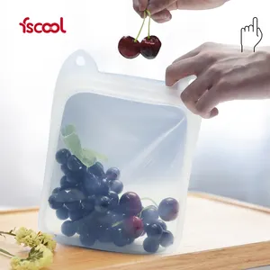 Fscool 1700Ml Vacuüm Seal Rits Silicon Pouch Herbruikbare Food Grade Siliconen Vriezer Zakken Hersluitbare Siliconen Voedsel Zak