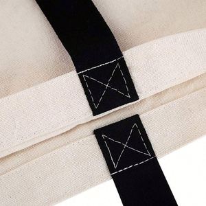 12 Oz Grocery Beach Shopping Multi-Purpose Washable Tote <b>Large</b> White Canvas Sling Bag With Black Handle - Product Image 3