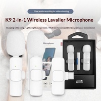 Microphone Lavalier sans fil K9 rose/blanc avec fonction un-vers-deux pour diffusion en direct sur iPhone et enregistrement multidirectionnel