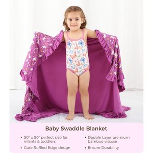 Manta de Bebé al por Mayor, de Forro Polar, con Estampado de Unicornio Morado, de Peso Medio, para Cuna de Niña - Product Image 4