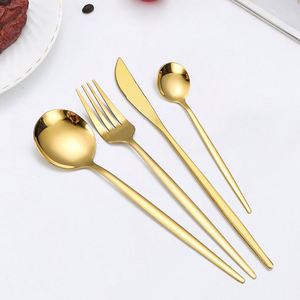 Ensemble de couverts nordiques portugais 4 pièces : 1 fourchette, 1 couteau, 2 cuillères en acier inoxydable pour steak, bœuf et plats occidentaux - Product Image 1