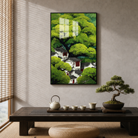 Art mural moderne en porcelaine cristalline 30x40cm, peinture de paysage brillante HD avec cadre en aluminium noir pour la décoration de la maison et du salon