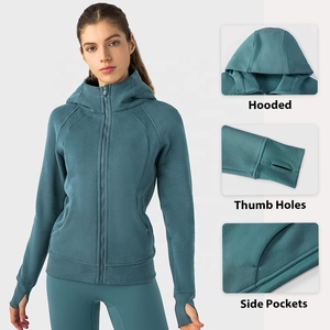 Vente chaude veste pour femmes légère fermeture à glissière complète à capuche coupe-vent respirant séchage rapide coton Fitness vêtements imprimer - Product Image 3