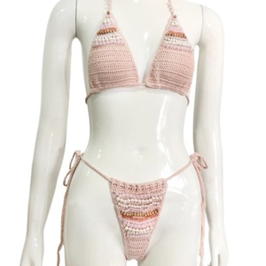 Conjunto de Bikini de Dos Piezas con Cuello en V Hecho a Mano, Mini Bikini de Tiras, Traje de Baño Deportivo para Mujer - Product Image 3