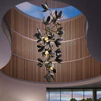 Lustre moderne personnalisé en métal et verre, design floral, pour plafond haut, lampe suspendue décorative, villa, bar, hôtel, salles de bal