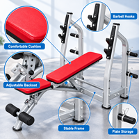 Rak Bench Press Besi Multifungsi Profesional Lipat untuk Barbell, Peralatan Fitness Gym, Penggunaan Rumah & Komersial