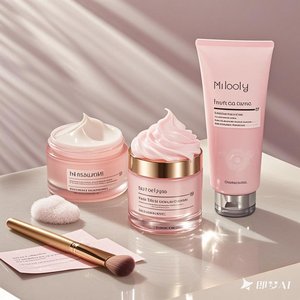 Limpiador de limpieza profunda de alta calidad de fábrica + crema hidratante crema esencial con cepillo juego de limpieza de flor de cerezo para el cuidado de la piel - Product Image 1