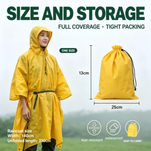 Impermeabile Multifunzionale Tre-in-Uno per Esterni, Riutilizzabile e Leggero, per Tenda/Escursionismo/Alpinismo/Campeggio, Compatto - Product Image 4