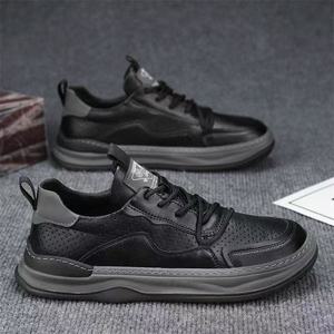 Nouvelles Chaussures Décontractées et Tendance pour Hommes, Style Coréen, à Semelle Épaisse, Antidérapantes, en PU Creux, à Lacets - Product Image 2