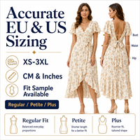 Spécialiste des robes florales, bibliothèque d'impressions interne, norme AQL 1.25, contrôle qualité |   Robe midi à manches bouffantes personnalisée OEM/ODM pour les marques de boutiques