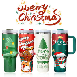 Gobelets isothermes personnalisés pour cadeaux de Noël, 40 oz, en acier inoxydable, réutilisables, avec poignée - Product Image 1