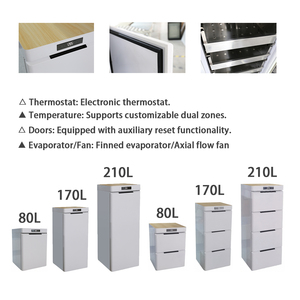 Réfrigérateur sous comptoir en acier inoxydable, classe énergétique <span class=keywords><strong>A</strong></span>, écran électronique, refroidissement par air, double réfrigération - Product Image 3