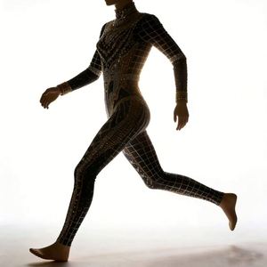 Costume da Ballerina e Cantante per Spettacoli Serale, Tuta Elasticizzata con Strass Dorati, Leggings per Camminatori su Trampoli, Fornitura Globale - Product Image 5