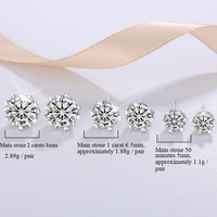 Nouvelle Arrivée Bijoux Fins Boucles d'Oreilles Clous en Argent Sterling 925 Plaqué Rhodium Couleur D Moissanite Blanche Classique à Quatre Griffes