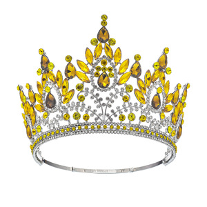 Corona de Cristal Grande en Forma de Lágrima, Tiara de Pedrería Multicolor, Accesorio para Novia, Boda o Fiesta - Product Image 6