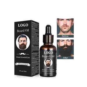 Private Label Organic Men Beard Oil Customized Package Dermaroller and Oil Custom Box Top Selling Beard Growth Oil 3 Years 30ml