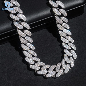 <b>Iced</b> <b>Out</b> Jewelry Moissanite Cuban Link <b>Chain</b> Necklace 925 Silver Rhodium Plated Pave Setting Luxury Hip Hop Party Jewelry Unisex - Product Image 3