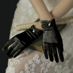 Qushine – robe de mariée en satin, courte et élégante, en soie, mitaines, gants de mariée, vente en gros, 2023 - Product Image 4