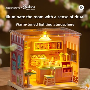 Onshine - Rompecabezas 3D de Plástico ABS, Juguete de Regalo Unisex Hecho <span class=keywords><strong>a</strong></span> Mano, Kit de Casa de Muñecas en Miniatura, Funciona con Pilas, Dormitorio, Cafeterí<span class=keywords><strong>a</strong></span> - Product Image 3
