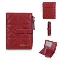 Dompet Koin Wanita Pendek Baellerry Premium dengan Kancing dan Resleting, Warna Merah, Model Fashionable