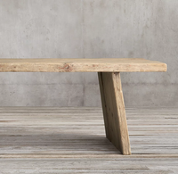Table de salle à manger antique en bois recyclé, base en X, pin récupéré