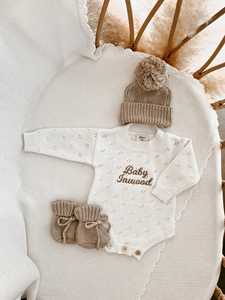 Su misura con Logo ricamato <span class=keywords><strong>per</strong></span> bambine o ragazzi pagliaccetto a maglia tuta a manica lunga vestito <span class=keywords><strong>per</strong></span> <span class=keywords><strong>neonati</strong></span> 3-6 mesi 6-9 mesi - Product Image 3