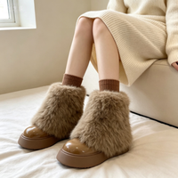 Bottes à plateforme fourrées en peluche pour femme, style coréen, décontractées, pour usage quotidien, collection hiver 2026, modèle TEC A-15, haute qualité, à enfiler