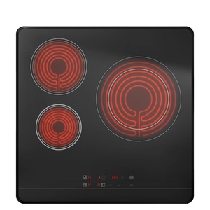 Placa de Cocina Vitrocerámica Integrada de 3 Quemadores, Vitrocerámica Negra, Electrodoméstico de Cocina - Product Image 1