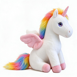 Peluche Unicorno Arcobaleno Personalizzato, Giocattolo Imbottito con Cotone PP, Morbida Bambola Unicorno <span class=keywords><strong>Angelo</strong></span>, Regalo per Ragazze, Bomboniera per Feste di Compleanno - Product Image 1