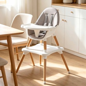 Chaise haute convertible 3-en-1 pour bébé, chaise d'alimentation moderne pour tout-petit avec plateau amovible, chaise de repas en bois massif pour enfants - Product Image 4