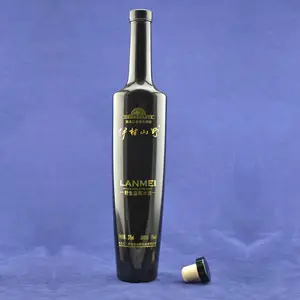 500ml 750ml 1000 ml trasparente vuota rotonda liquore di vino marasca olio di oliva olio essenziale di bottiglie di vetro con coperchio bottiglia per la cottura