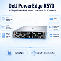 Serveur en rack Dell PowerEdge R570 2U pour entreprises, Intel Xeon 6, prêt pour la virtualisation, stable et fiable, en stock